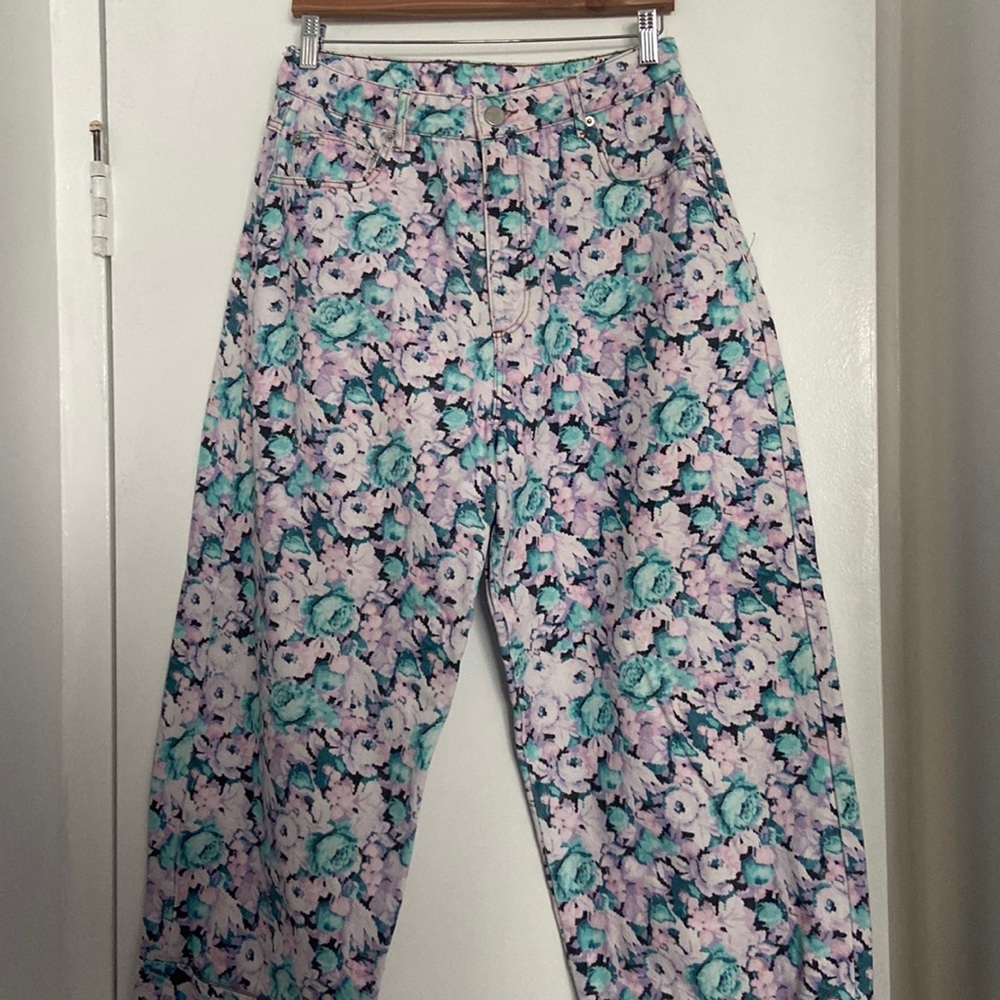 Asos floral printed mom jeans.